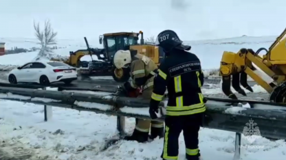 Снегопад на трассе Дон