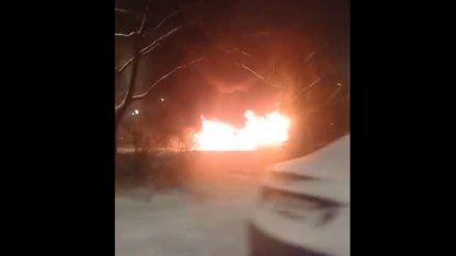 горящий автобус