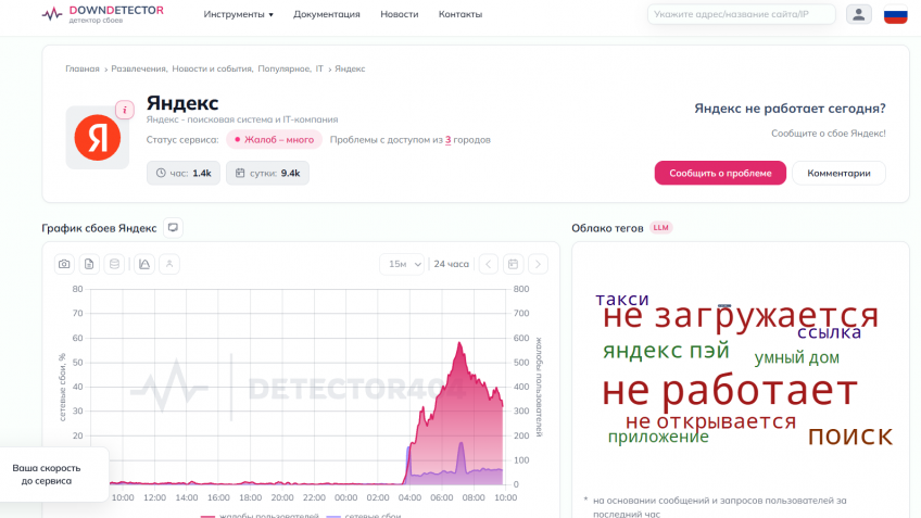 сбой яндекса